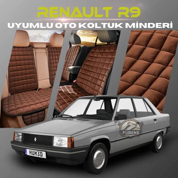 Renault R9 Kahverengi Renk Tay Tüyü Cepli & Terletmez Sırtlı Oto Koltuk Minder Seti - Koltuk Koruma Kılıfı (ÖN & ARKA TAM SET) ürün görseli 1