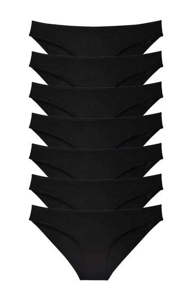 7 adet Süper Eko Set Likralı Kadın Slip Külot Siyah ürün görseli