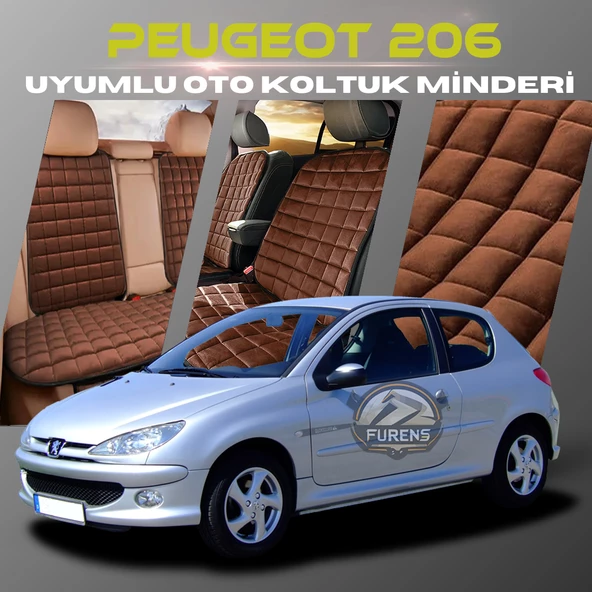 Peugeot 206 Kahverengi Renk Tay Tüyü Cepli & Terletmez Sırtlı Oto Koltuk Minder Seti - Koltuk Koruma Kılıfı (ÖN & ARKA TAM SET) ürün görseli 1