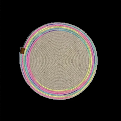 DecoHandy 39cm Neon Renkli Şeritli Jüt Örme Supla Amerikan Servis - 2