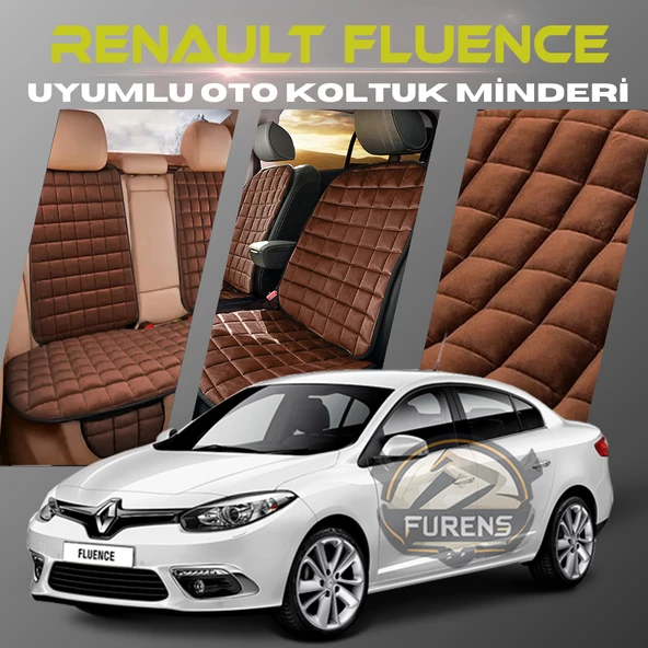Renault Fluence Kahverengi Renk Tay Tüyü Cepli & Terletmez Sırtlı Oto Koltuk Minder Seti - Koltuk Koruma Kılıfı (ÖN & ARKA TAM SET) ürün görseli 1