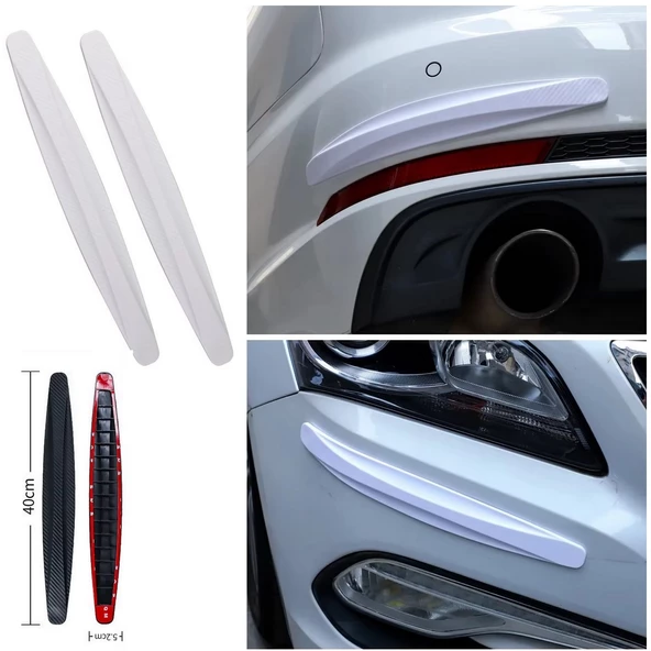 Beyaz 2 Adet Oto Tampon Koruyucu Araba Tampon Koruyucu  Karbon Desenli Tampon Koruma Tampon Görseli - 3