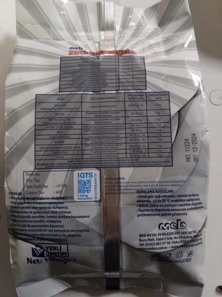 Mebor Calmagzin 1 Kg - 5-5-15+(8CaO)+(5MgO)+3Zn NPK Gübresi - 3