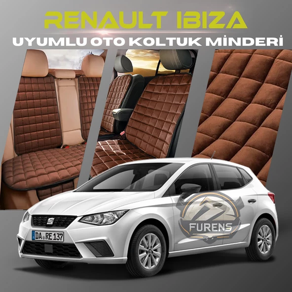 Seat Ibıza Kahverengi Renk Tay Tüyü Cepli & Terletmez Sırtlı Oto Koltuk Minder Seti - Koltuk Koruma Kılıfı (ÖN & ARKA TAM SET) ürün görseli 1