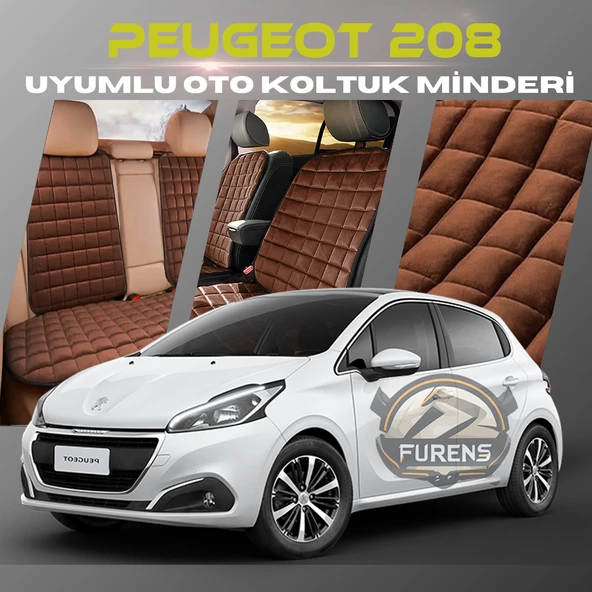 Peugeot 208 Kahverengi Renk Tay Tüyü Cepli & Terletmez Sırtlı Oto Koltuk Minder Seti - Koltuk Koruma Kılıfı (ÖN & ARKA TAM SET) ürün görseli 1