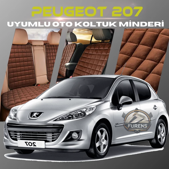 Peugeot 207 Kahverengi Renk Tay Tüyü Cepli & Terletmez Sırtlı Oto Koltuk Minder Seti - Koltuk Koruma Kılıfı (ÖN & ARKA TAM SET) ürün görseli 1