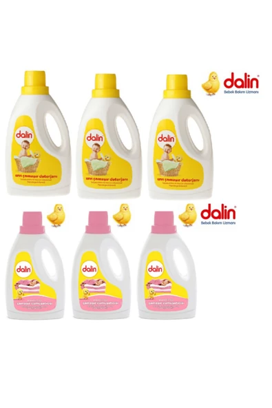 DALİN SIVI ÇAMAŞIR DETERJANI 1500 ML 3 ADET BAHAR NİNNİ YUMUŞATICI 1500 ML 3 ADET TOPLAM 6 ADET