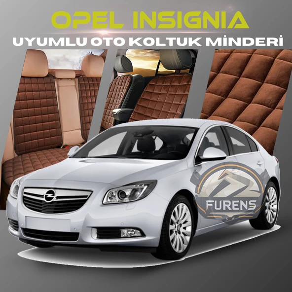 Opel İnsignia Kahverengi Renk Tay Tüyü Cepli & Terletmez Sırtlı Oto Koltuk Minder Seti - Koltuk Koruma Kılıfı (ÖN & ARKA TAM SET)