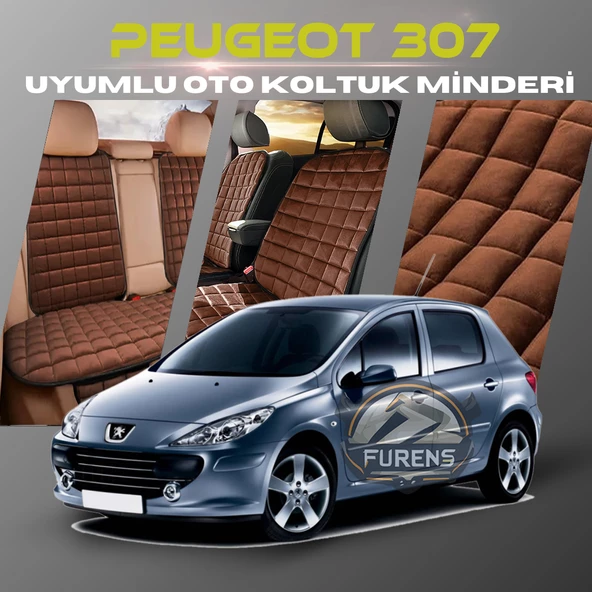 Peugeot 307 Kahverengi Renk Tay Tüyü Cepli & Terletmez Sırtlı Oto Koltuk Minder Seti - Koltuk Koruma Kılıfı (ÖN & ARKA TAM SET) ürün görseli 1