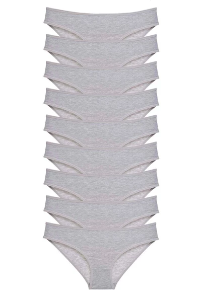 9 adet Süper Eko Set Likralı Kadın Slip Külot Gri ürün görseli