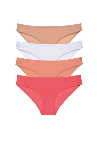 4 adet Süper Eko Set Likralı Kadın Slip Külot Ten Beyaz Pudra Fuşya ürün görseli