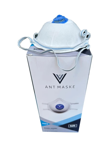 Ant Beyaz Ventilli FFP2 NR Toz İş Güvenlik Sanayi Boya Konik Maske - 25 Adetlik 10 Paket - 2
