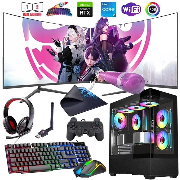 I5 13400F 32GB DDR4 1TB M2 12GB RTX4070 Çift 24" 100Hz Mon. Oyun Bilgisayarı (Gaming SET)