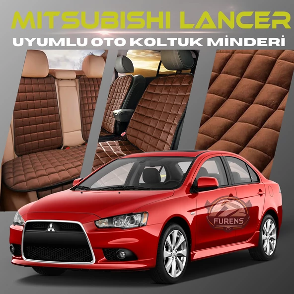 Mitsubishi Lancer Kahverengi Renk Tay Tüyü Cepli & Terletmez Sırtlı Oto Koltuk Minder Seti - Koltuk Koruma Kılıfı (ÖN & ARKA TAM SET) - 1