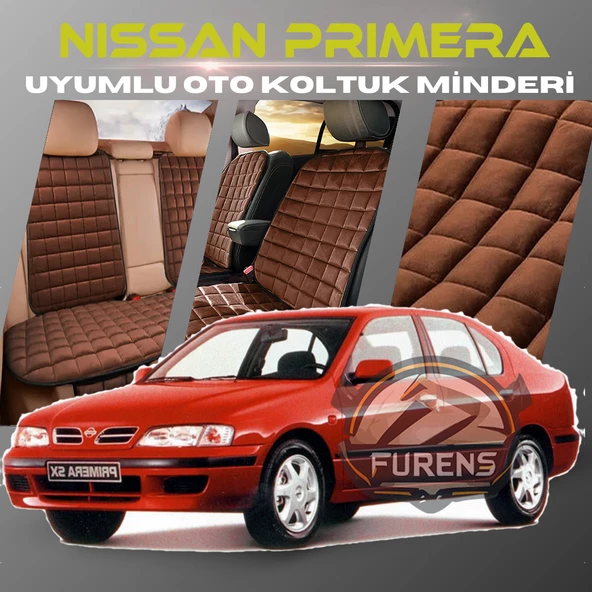 Nissan Primera Kahverengi Renk Tay Tüyü Cepli & Terletmez Sırtlı Oto Koltuk Minder Seti - Koltuk Koruma Kılıfı (ÖN & ARKA TAM SET) - 1
