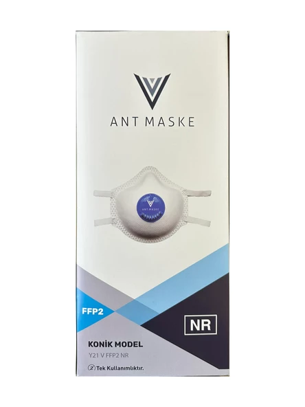 Ant Beyaz Ventilli FFP2 NR Toz İş Güvenlik Sanayi Boya Konik Maske - 25 Adetlik 10 Paket - 4
