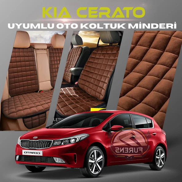 Kia Cerato Kahverengi Renk Tay Tüyü Cepli & Terletmez Sırtlı Oto Koltuk Minder Seti - Koltuk Koruma Kılıfı (ÖN & ARKA TAM SET) ürün görseli 1