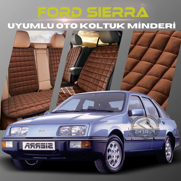 Ford Sierra Kahverengi Renk Tay Tüyü Cepli & Terletmez Sırtlı Oto Koltuk Minder Seti - Koltuk Koruma Kılıfı (ÖN & ARKA TAM SET) ürün görseli 1