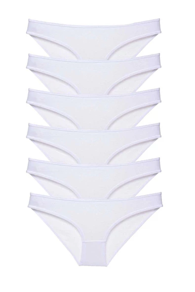 6 adet Süper Eko Set Likralı Kadın Slip Külot Beyaz ürün görseli