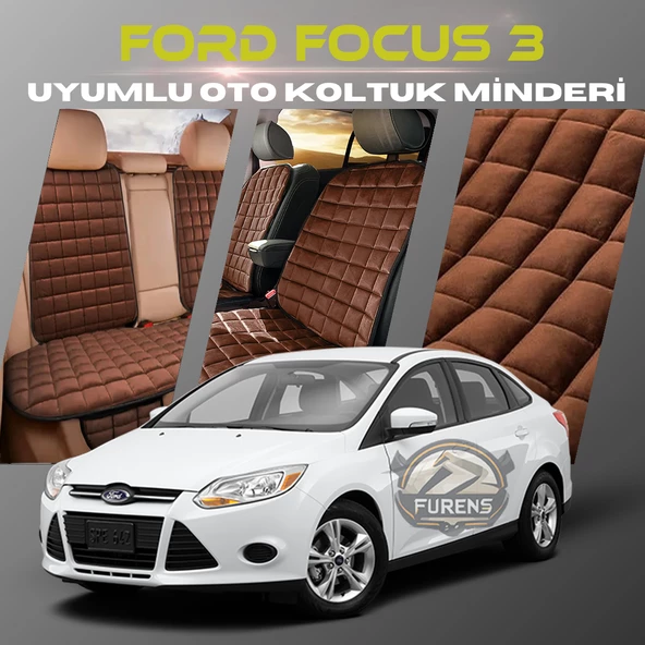 Ford Focus 3 Kahverengi Renk Tay Tüyü Cepli & Terletmez Sırtlı Oto Koltuk Minder Seti - Koltuk Koruma Kılıfı (ÖN & ARKA TAM SET) ürün görseli 1