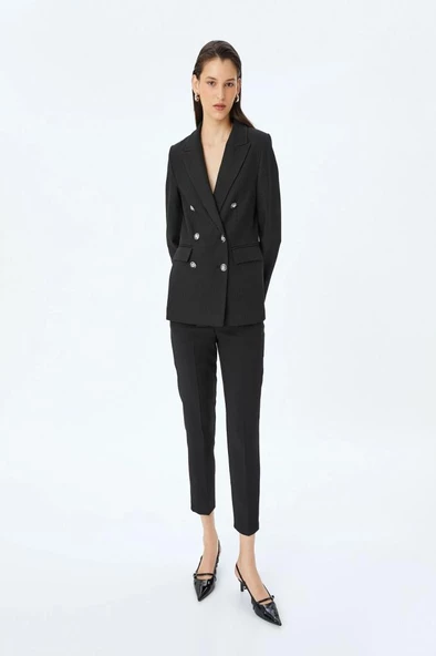 Koton Slim Fit Yüksek Bel Cepli Cigarette Kumaş Pantolon - 2
