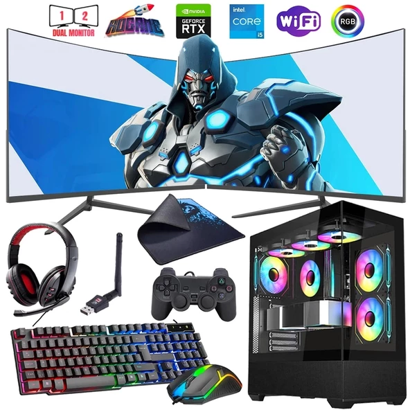 I5 12400F 16GB DDR4 512GB M2 12GB RTX4070 Çift 24" 100Hz Mon. Oyun Bilgisayarı (Gaming SET)