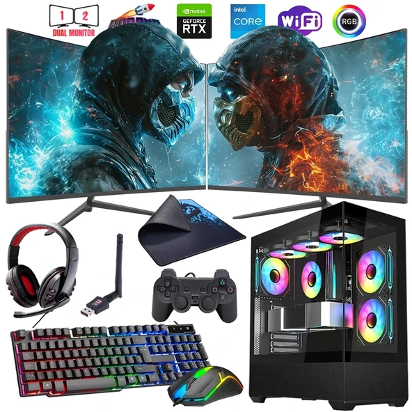 i5 14400F 32GB DDR4 1TB M2 8GB RTX4060 Çift 24" 100Hz Monitörlü Oyun Bilgisayarı (Gaming SET)