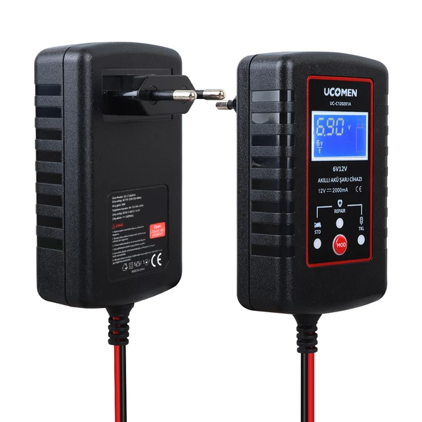 UCOMEN UC-C120201A SİYAH 6/12V MAX 2A LED GÖSTERGELİ AKÜ ŞARJ CİHAZI - 2