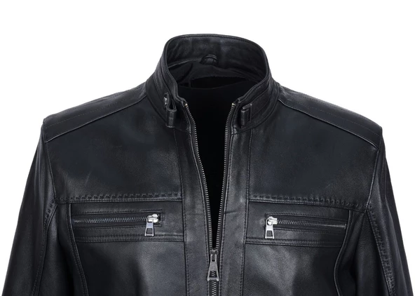 Battal Beden Siyah Renk Spor Erkek Deri Ceket - 7
