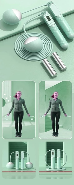Dijital Sayaçlı 1. Kalite Atlama İpi - Tutamaçlı İp Atlama ( Hem İpli Hem AĞIRLIKLI ) Egzersiz - Fitness - 5