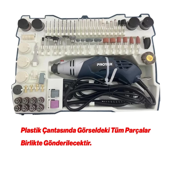 Elektrikli Kalıpçı Seti Gravür Mini 190 Parça Set Ahşap Cam Taş İşleme Zımpara Parlatma Hassas Kesi - 3