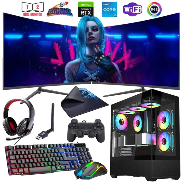i5 13400F 16GB DDR4 512GB M2 8GB RTX4060 Çift 24" Monitörlü Oyun Bilgisayarı (Gaming SET)