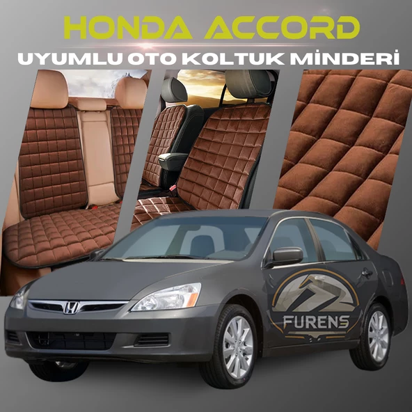 Honda Accord Kahverengi Renk Tay Tüyü Cepli & Terletmez Sırtlı Oto Koltuk Minder Seti - Koltuk Koruma Kılıfı (ÖN & ARKA TAM SET) ürün görseli 1