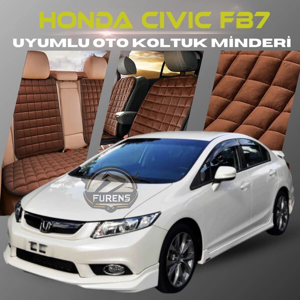 Honda Civic FB7 Kahverengi Renk Tay Tüyü Cepli & Terletmez Sırtlı Oto Koltuk Minder Seti - Koltuk Koruma Kılıfı (ÖN & ARKA TAM SET) ürün görseli 1