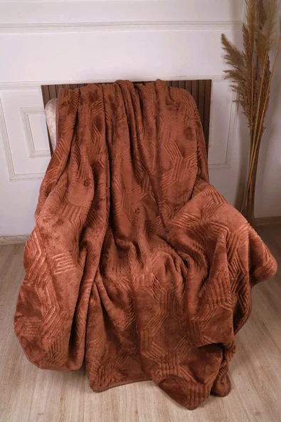 Özdilek Trendy Art Deco Tek Kişilik Battaniye(155x220)-Cameo Brown