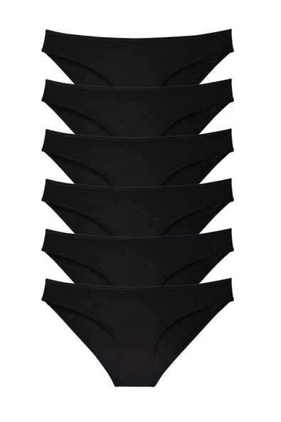 6 adet Süper Eko Set Likralı Kadın Slip Külot Siyah ürün görseli