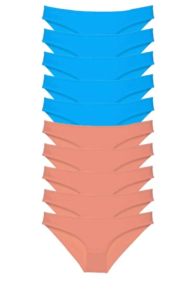 10 adet Süper Eko Set Likralı Kadın Slip Pudra Mavi ürün görseli