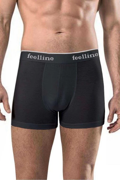 10 adet Feelline Siyah ve Gri Pamuklu Doğal Likralı Erkek Boxer - 2
