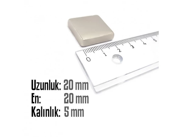 Neodyum Mıknatıs Köşeli 20x20mm , Kalınlık 5 mm ( 3 Adet) - 2