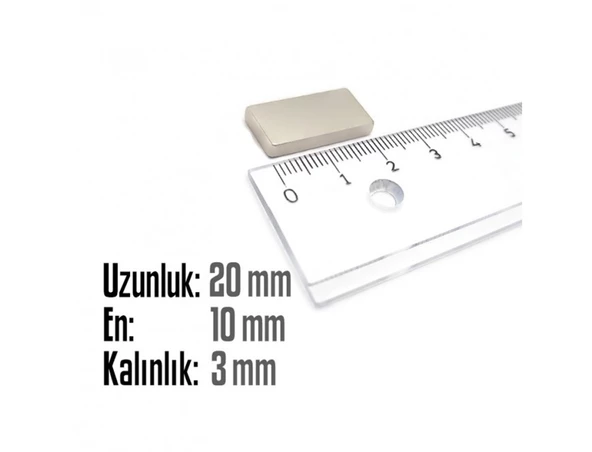 Neodyum Mıknatıs Köşeli 20x10mm , Kalınlık 3 mm ( 3 Adet) - 2