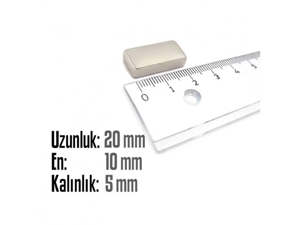 Neodyum Mıknatıs Köşeli  20x10mm , Kalınlık 5 mm ( 3 Adet) - 2
