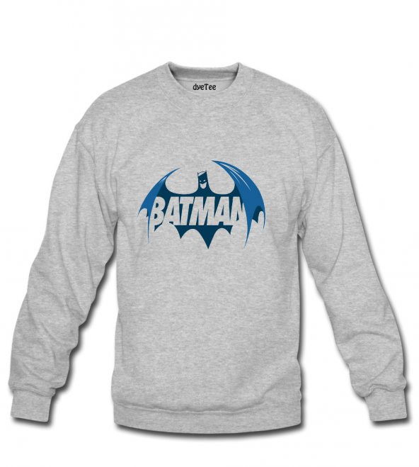 Dyetee Batman Blue Yuvarlak Yaka Erkek Sweatshirt