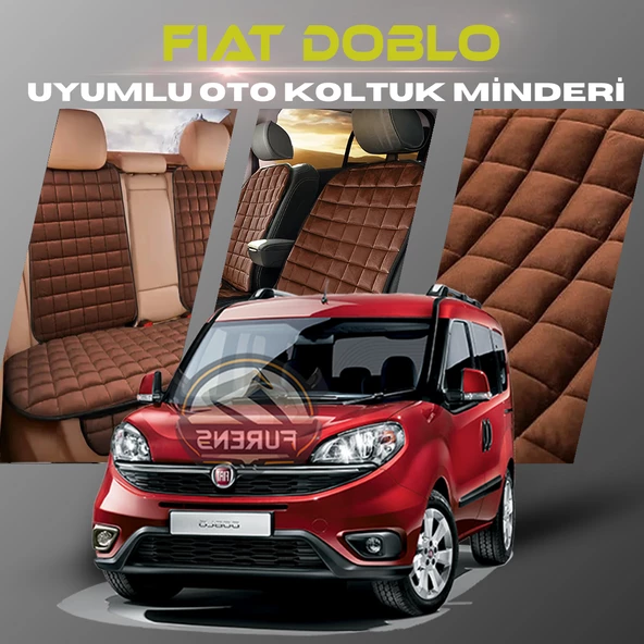 Fiat Doblo Kahverengi Renk Tay Tüyü Cepli & Terletmez Sırtlı Oto Koltuk Minder Seti - Koltuk Koruma Kılıfı (ÖN & ARKA TAM SET) ürün görseli 1