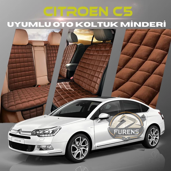 Citroen C5 Kahverengi Renk Tay Tüyü Cepli & Terletmez Sırtlı Oto Koltuk Minder Seti - Koltuk Koruma Kılıfı (ÖN & ARKA TAM SET) ürün görseli 1