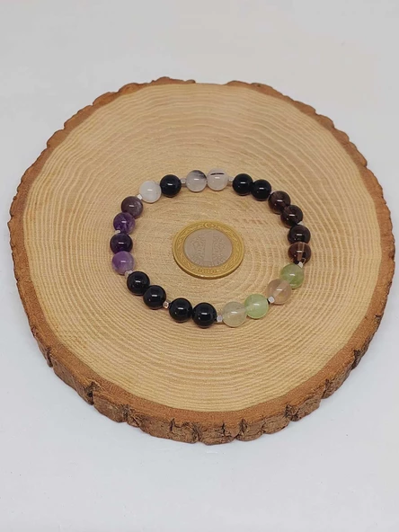 Doğal Taş Nazar Ve Kötü Enerjiden Korunma Bilekliği 8mm Unisex (55768) - 5