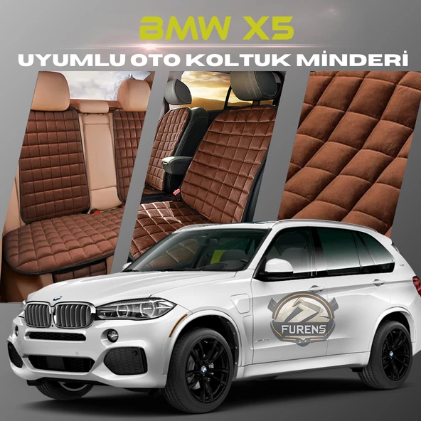Bmw X5 Kahverengi Renk Tay Tüyü Cepli & Terletmez Sırtlı Oto Koltuk Minder Seti - Koltuk Koruma Kılıfı (ÖN & ARKA TAM SET) - 1