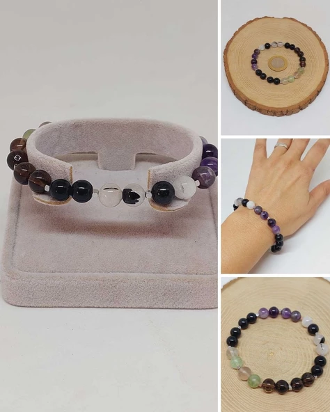 Doğal Taş Nazar Ve Kötü Enerjiden Korunma Bilekliği 8mm Unisex (55768)