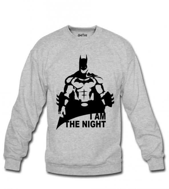 Dyetee Batman I Am Night Yuvarlak Yaka Kadın Sweatshirt