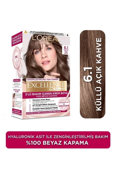 L'Oreal Paris Excellence Creme Saç Boyası - 6.1 Küllü Açık Kahve