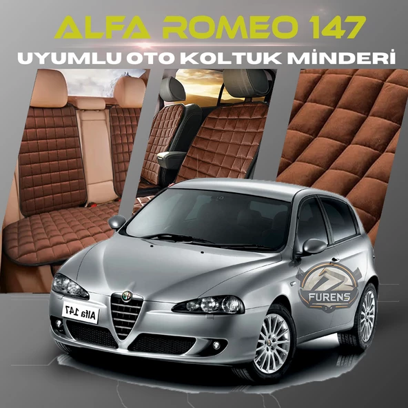 Alfa Romeo 147 Kahverengi Renk Tay Tüyü Cepli & Terletmez Sırtlı Oto Koltuk Minder Seti - Koltuk Koruma Kılıfı (ÖN & ARKA TAM SET) ürün görseli 1
